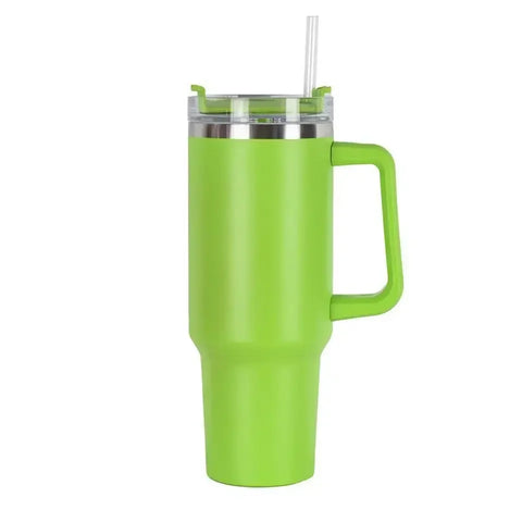 40oz Stainless Steel Car Cup Large Capacity Water Cup with Handle and Straw Double-walled Insulated Travel Mug Holiday Gifts