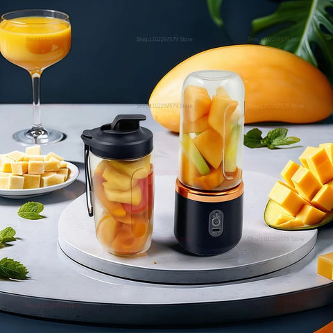 Portable Dual Cup Fruit Juicer Blender USB Rechargeable Wireless Compact Ice Blender Mini Juice Extractor for Home and Travel