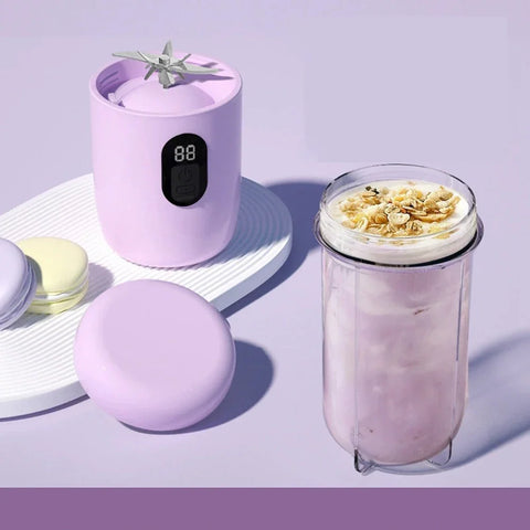500ML Portable Blender with Lid Rechargeable Wireless Orange Juicer 16 Stainless Blades USB Smoothie Vegetables Fruits Mixer