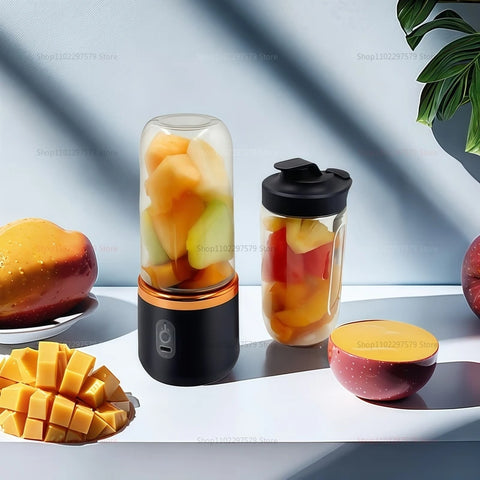 Portable Dual Cup Fruit Juicer Blender USB Rechargeable Wireless Compact Ice Blender Mini Juice Extractor for Home and Travel