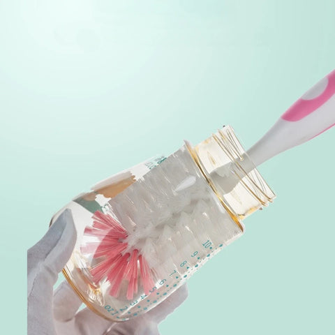 2 in 1 Nylon Baby Bottle Brushes with Sucker Stand Type Cup Cleaning Brush Nylon Baby Feeding Bottle Clean Tools