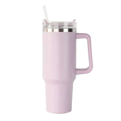 40oz Stainless Steel Car Cup Large Capacity Water Cup with Handle and Straw Double-walled Insulated Travel Mug Holiday Gifts