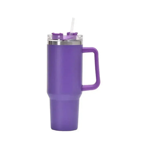 40oz Stainless Steel Car Cup Large Capacity Water Cup with Handle and Straw Double-walled Insulated Travel Mug Holiday Gifts