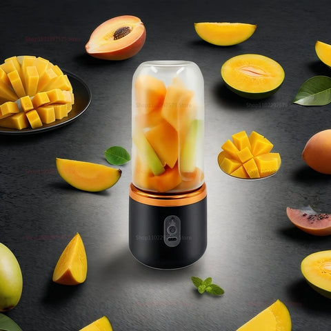 Portable Dual Cup Fruit Juicer Blender USB Rechargeable Wireless Compact Ice Blender Mini Juice Extractor for Home and Travel