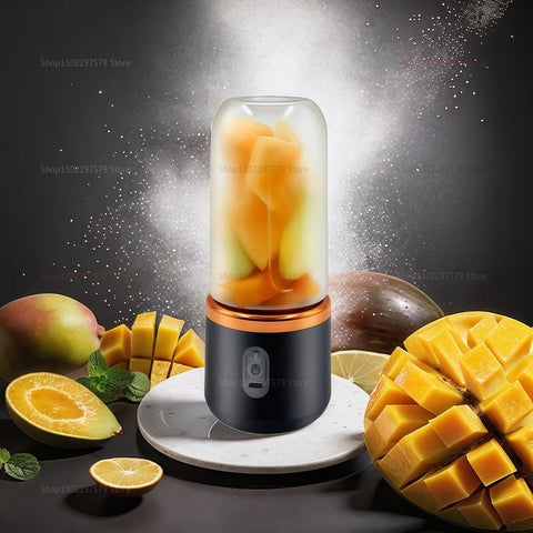 Portable Dual Cup Fruit Juicer Blender USB Rechargeable Wireless Compact Ice Blender Mini Juice Extractor for Home and Travel
