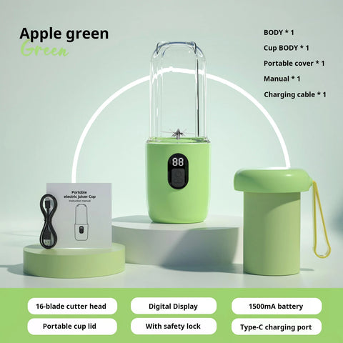500ML Portable Blender with Lid Rechargeable Wireless Orange Juicer 16 Stainless Blades USB Smoothie Vegetables Fruits Mixer